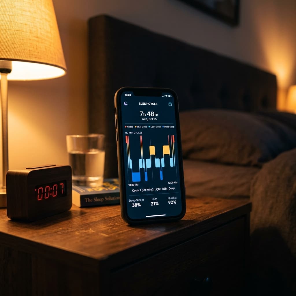 REM sleep cycle stages diagram showing light sleep, deep sleep, and REM phases