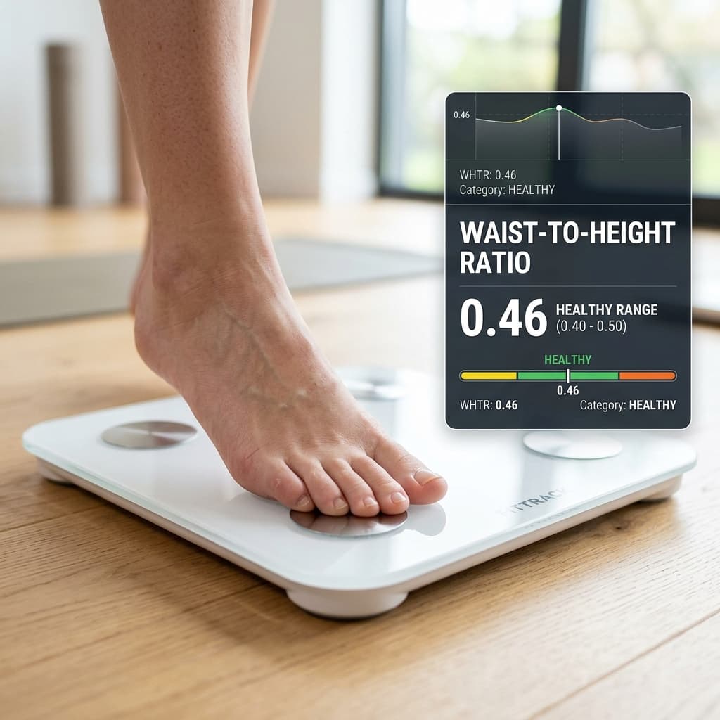 Waist hip ratio measurement guide showing correct tape measure placement for waist and hip circumference