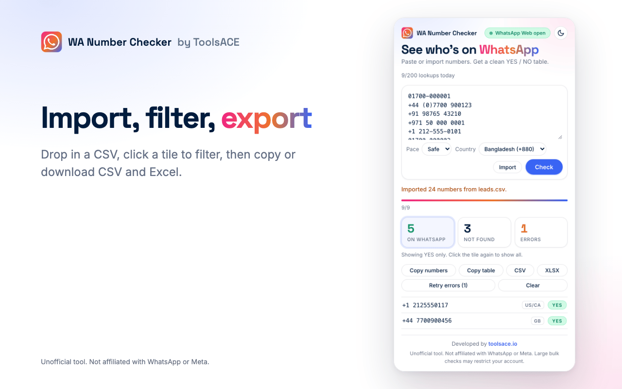 Importing a CSV file and filtering results